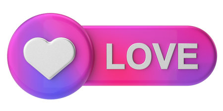Love button. heart icon. 3D illustration.の写真素材