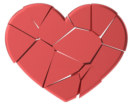Broken heart. Heartbroken. lovelorn. 3D illustration.の写真素材