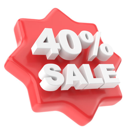 3D forty percent sale. 40% sale. Sale badge.の写真素材