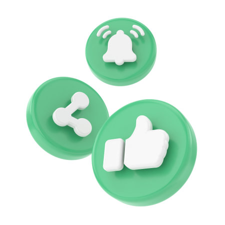 Like share and subscribe icons. 3D icon.の写真素材