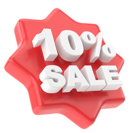 3D ten percent sale. 10% sale. Sale badge.の写真素材