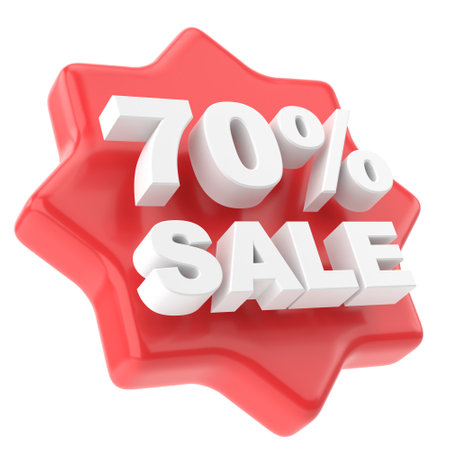 3D seventy percent sale. 70% sale. Sale badge.の写真素材