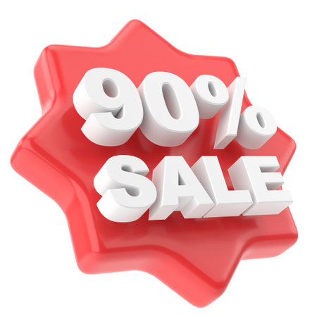 3D ninety percent sale. 90% sale. Sale badge.の写真素材