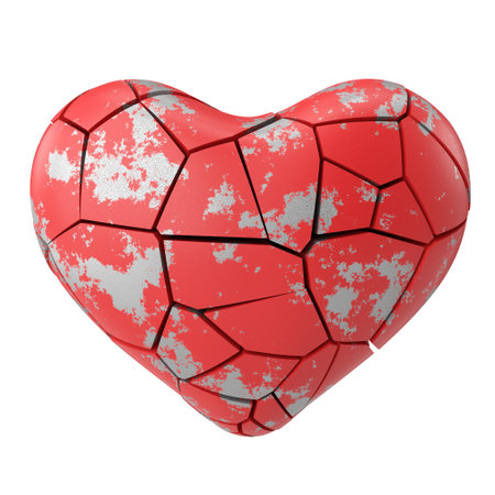 3D broken heart. Heartbroken. 3D illustration.の写真素材