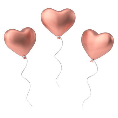 Heart balloon. Valentine card decoration. 3D illustration.の写真素材