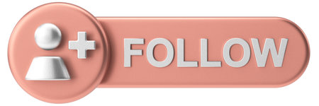 3D follow button. 3D illustration.の写真素材