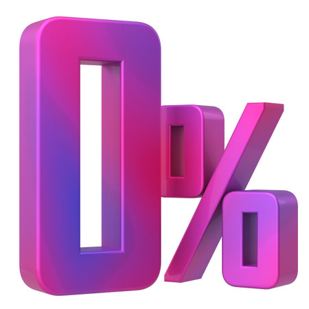 3D 0%. Zero percent installment. 3D illustration.の写真素材