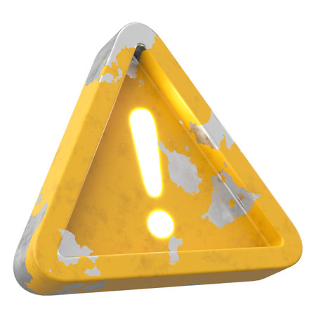 Warning sign. Exclamation mark. 3D illustration.の写真素材