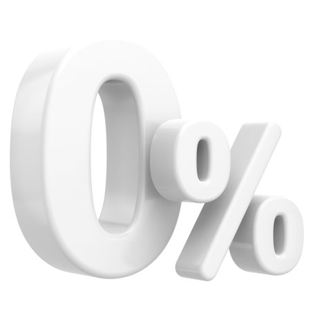 3D 0%. Zero percent installment. 3D illustration.の写真素材