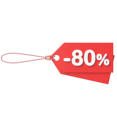 3D eighty percent sale. 80% sale. Sale tag.の写真素材