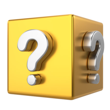 Mystery box. Question mark sign. 3D element.の写真素材