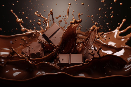 Splash of chocolate. Chocolate background.の素材