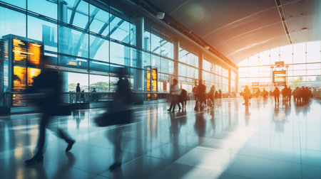Motion blur at the airport for a website banner.の素材