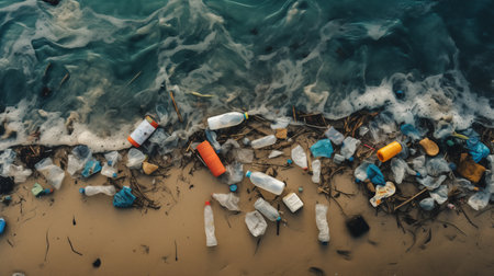 Pile of garbage on the beach. Beach trash.の素材