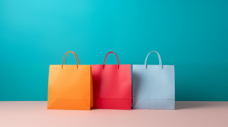 Colorful Shopping Bags with Colorful Background.の素材
