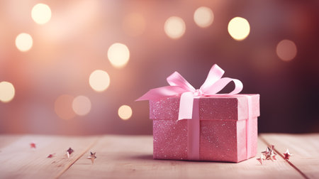 Pink Gift Box with Colorful Background.の素材