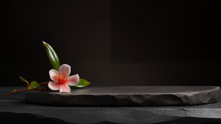 Luxury Product Showcase with Black Stone Material.の素材