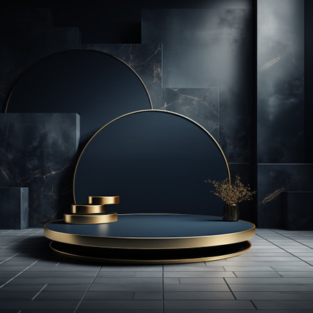 Luxury Product Showcase with Dark Blue and Golden Color.の素材