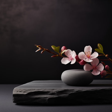 Luxury Product Showcase with Black Stone Material.の素材