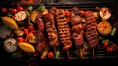 Premium Food Photography, Grilling Barbecue on Stove.の素材