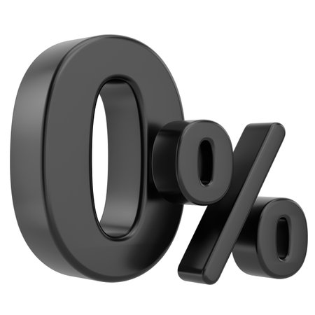 3D 0%. Zero percent installment. 3D illustration.の写真素材