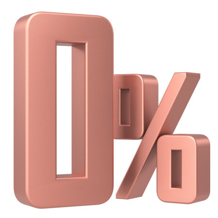 3D 0%. Zero percent installment. 3D illustration.の写真素材