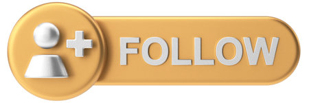 3D follow button. 3D illustration.の写真素材