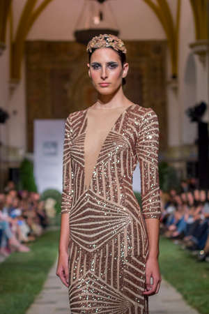 Sevilla, EspanÌa, 21 Mayo 2014, SIQ Hand Craft & Fashion, Desfile del disenÌador Alejandro Postigo en el SIQ HandCraft & Fashion en Sevilla celebrado en los Reales Alcazares de Sevilla, Seville, Spain, May 21, 2014, SIQ HandCraft & Fashion, Fashion Desiのeditorial素材