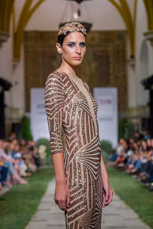 Sevilla, EspanÌa, 21 Mayo 2014, SIQ Hand Craft & Fashion, Desfile del disenÌador Alejandro Postigo en el SIQ HandCraft & Fashion en Sevilla celebrado en los Reales Alcazares de Sevilla, Seville, Spain, May 21, 2014, SIQ HandCraft & Fashion, Fashion Desiのeditorial素材