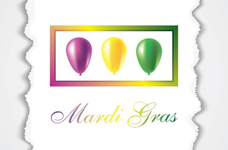 Mardi Gras carnival. Bright purple, green and yellow balloons. Festival New Orleans "Fat Tuesday". Set with beautiful transparent aerostat. Congratulation to the holiday Shrove Tuesdayのイラスト素材