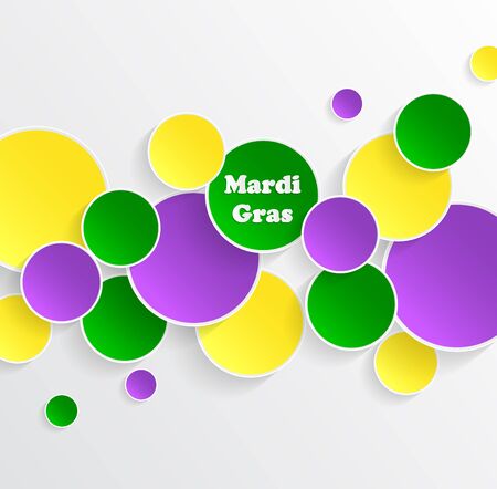Mardi Gras carnival. EPS10. Bright purple, green and yellow circle. Festival New Orleans. Fat Tuesday. Colorful ethnic Indian tricolor. Round stickers for websites, cards, buttons.のイラスト素材