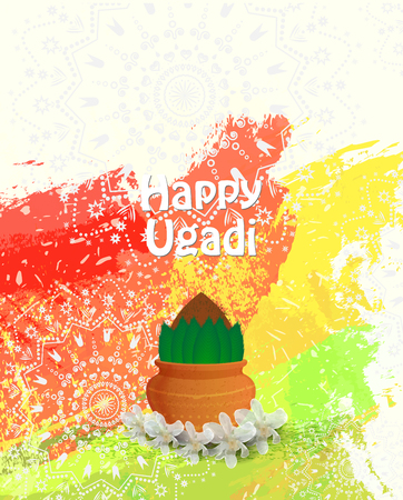 happy ugadi card template  Vector illustration.のイラスト素材