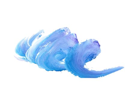 Blue brushstrokes imitate the sky, sea or waves. Watercolor, gouache or other paint. Abstract blots and stains. Painted background. Grunge Illustration wallpaper. Splashing in the paper. Ombre textureの写真素材