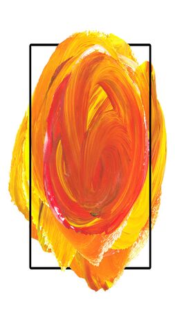 Painted watercolor background with frame. Abstract texture acrylic stroke.Trendy template for social stories networks and media. For website, mobile app, poster, coupon, card, smartphone.の写真素材