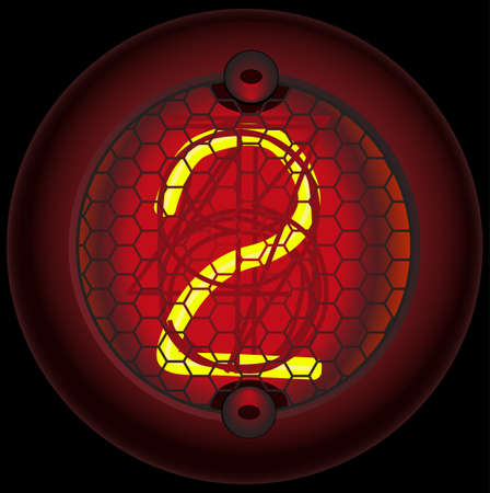 Digit 2 (two). Nixie tube indicator of the numbers of retro style isolated on blackのイラスト素材