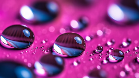 Water drops on a pink background. Shallow depth of field.の素材