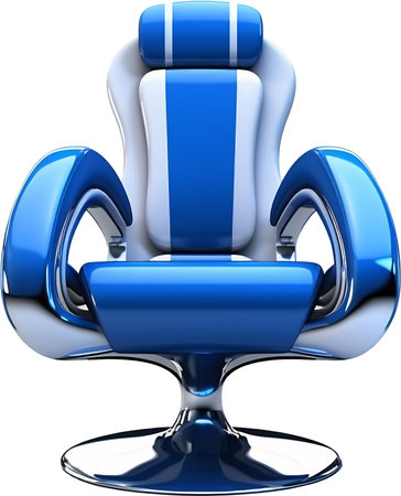 Blue chair isolated on white background. Computer generated 3D photo rendering.の素材