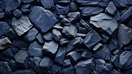 Background of stone wall texture close up. Black and blue tone.の素材