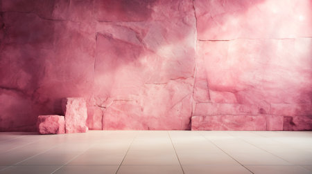 Pink stone wall and floor interior background. 3D Rendering.の素材