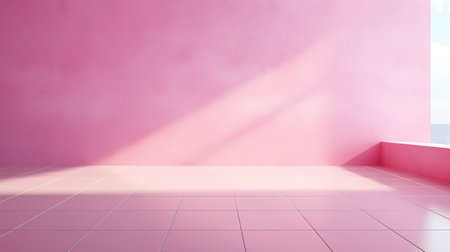 3d rendering of a pink empty room with pink wall and floorの素材