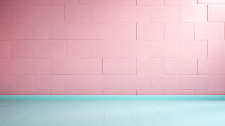 3D rendering of an empty room with pink brick wall and floorの素材