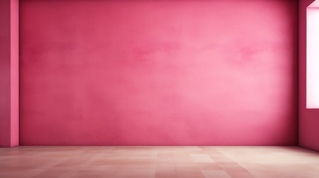 Empty room with pink wall and floor. 3d render illustration.の素材