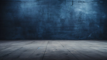 Dark room with wooden floor and concrete wall background. 3d renderingの素材