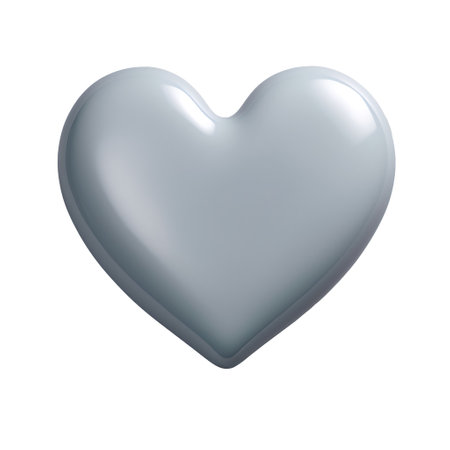 Silver heart on a white background. 3d rendering, 3d illustration.の素材
