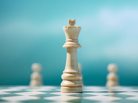Chess pieces on a chessboard, business concept of leadership and successの素材