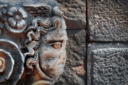 Bas-relief in the Myra ancient city. Turkey. Antalya Province. Outside.の写真素材