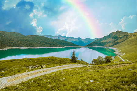 This picture is showing a lake located in Ticino, Switzerland.の写真素材