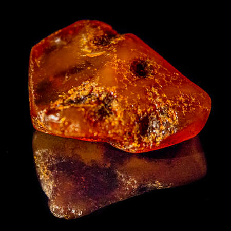 Natural raw amber on a black background closeupの写真素材