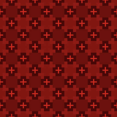 Abstract geometric pattern of squares with crosses. Seamless mosaic and tile. Vector illustrationのイラスト素材