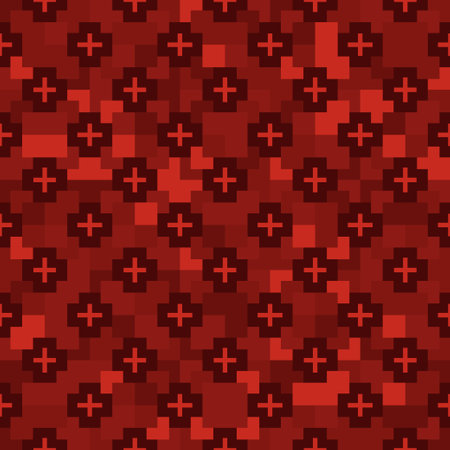 Abstract geometric pattern of squares with crosses. Seamless mosaic and tile. Vector illustrationのイラスト素材